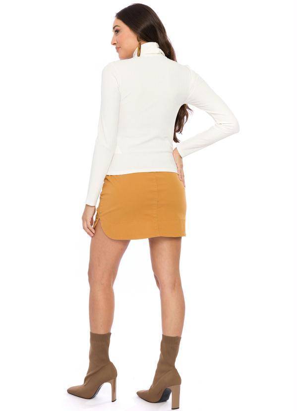 Doce Trama - Blusa Manga Longa de Ribana Canelada Bege 4