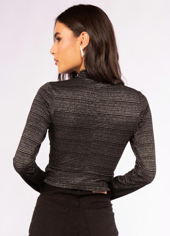 Doce Trama - Blusa Manga Longa de Viscose com Lurex Preto 2