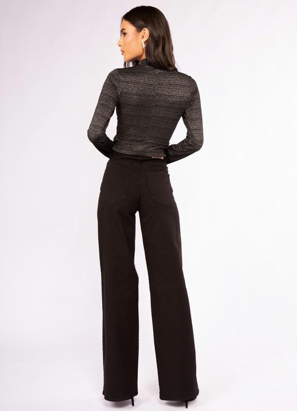 Doce Trama - Blusa Manga Longa de Viscose com Lurex Preto 4