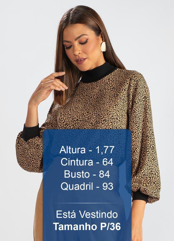 Hering - Blusa Manga Longa de Viscose Estampa Onça Marrom 5