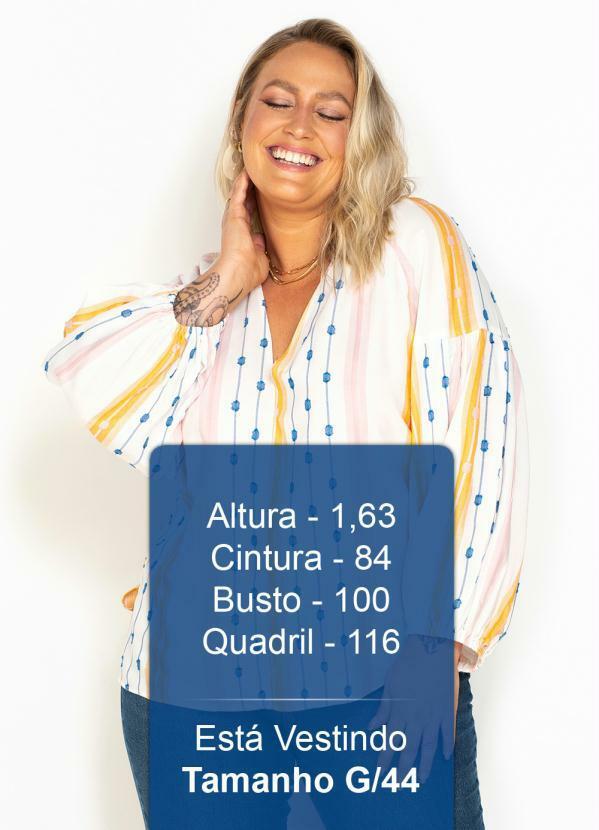 Maria Filó - Blusa Manga Longa de Viscose Listra Color Bege 5
