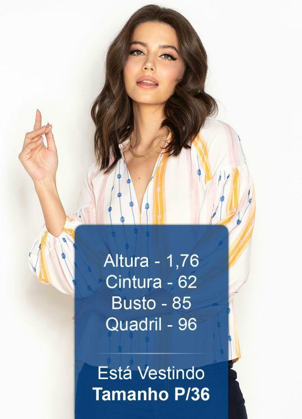 Maria Filó - Blusa Manga Longa de Viscose Listra Color Bege 6