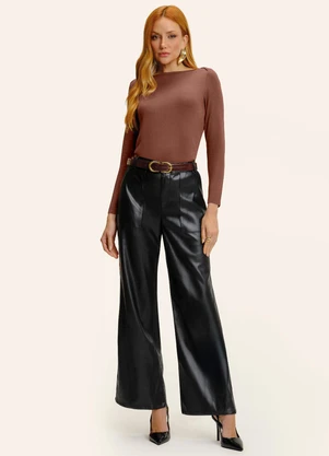 Endless - Blusa Manga Longa Decote Canoa Marrom - ENDLESS