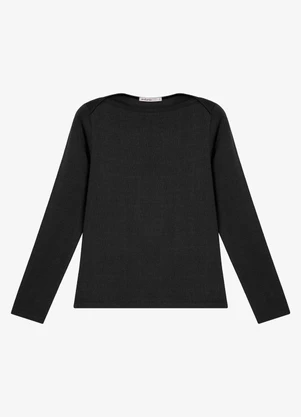 Endless - Blusa Manga Longa Decote Canoa Preto - ENDLESS