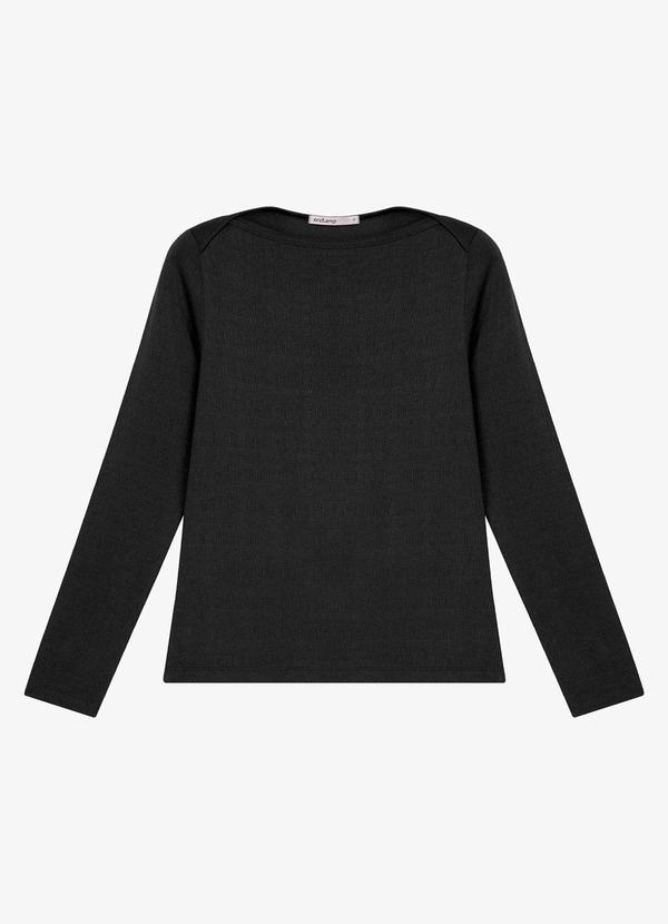 Endless - Blusa Manga Longa Decote Canoa Preto
