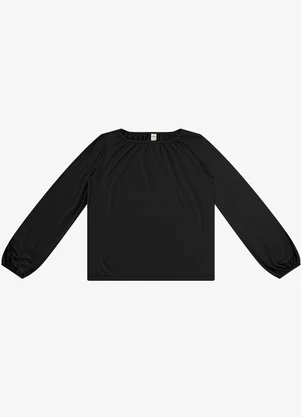 Rovitex - Blusa Manga Longa Decote Canoa Preto - ROVITEX