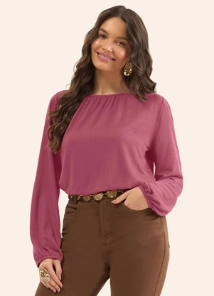 Rovitex - Blusa Manga Longa Decote Canoa Vermelho - ROVITEX