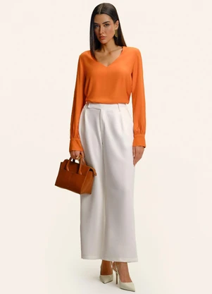 Endless - Blusa Manga Longa Decote V Laranja - ENDLESS