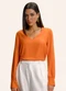 Endless - Blusa Manga Longa Decote V Preto - variação: Laranja
