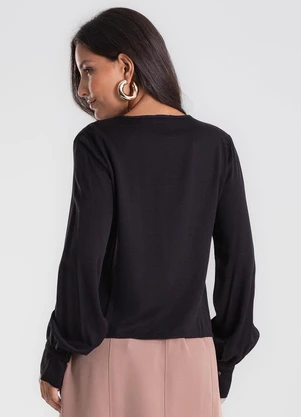Endless - Blusa Manga Longa Decote V Preto - ENDLESS