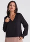 Endless - Blusa Manga Longa Decote V Preto - variação: Preto