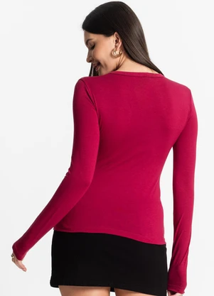 Select - Blusa Manga Longa Decote V Vermelho - SELECT