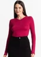 Select - Blusa Manga Longa Decote V Básica Laranja - variação: Vermelho