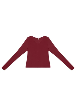 Rovitex - Blusa Manga Longa Decote V Vermelho - ROVITEX