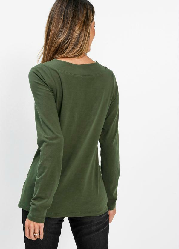 bonprix - Blusa Manga Longa Decote Vazado Verde Oliva 5