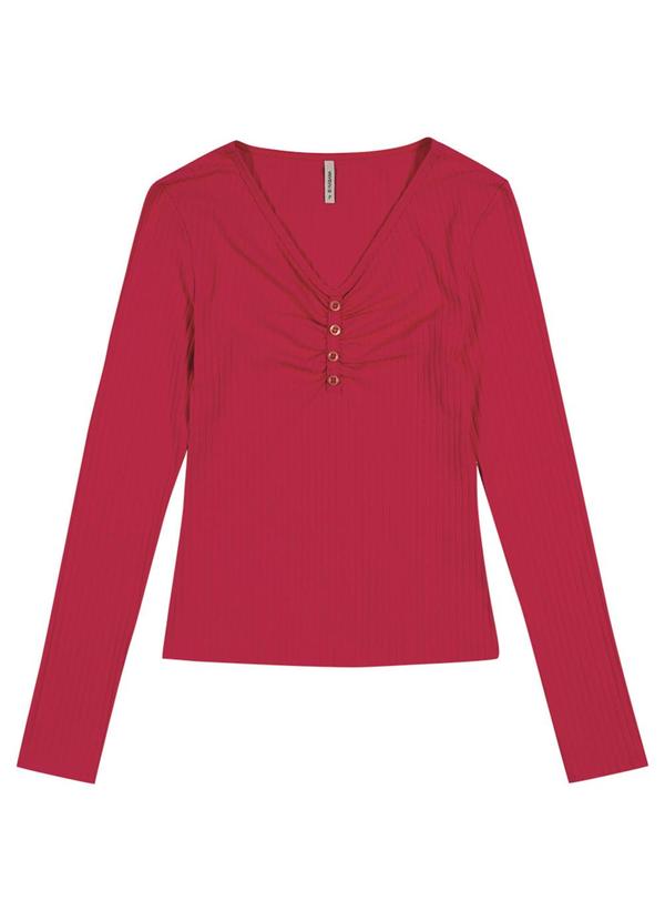 Habana - Blusa Manga Longa em Canelado Rosa