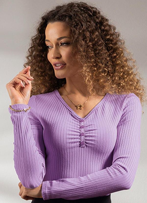 Habana - Blusa Manga Longa em Canelado Roxo