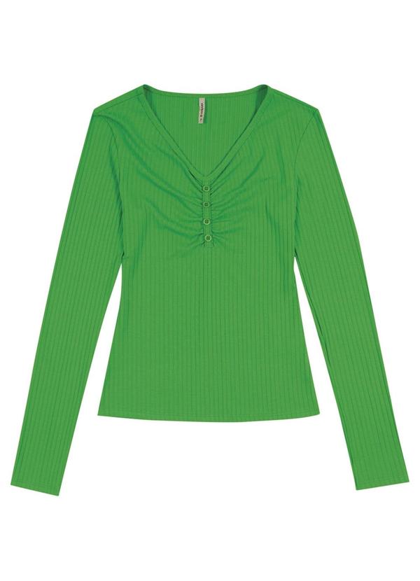 Habana - Blusa Manga Longa em Canelado Verde