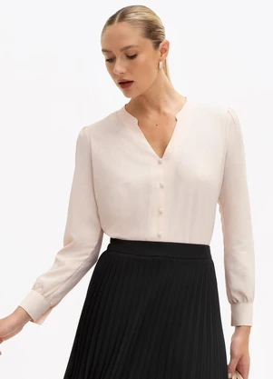 Principessa - Blusa Manga Longa em Crepe Aveia Adriana - PRINCIPESSA