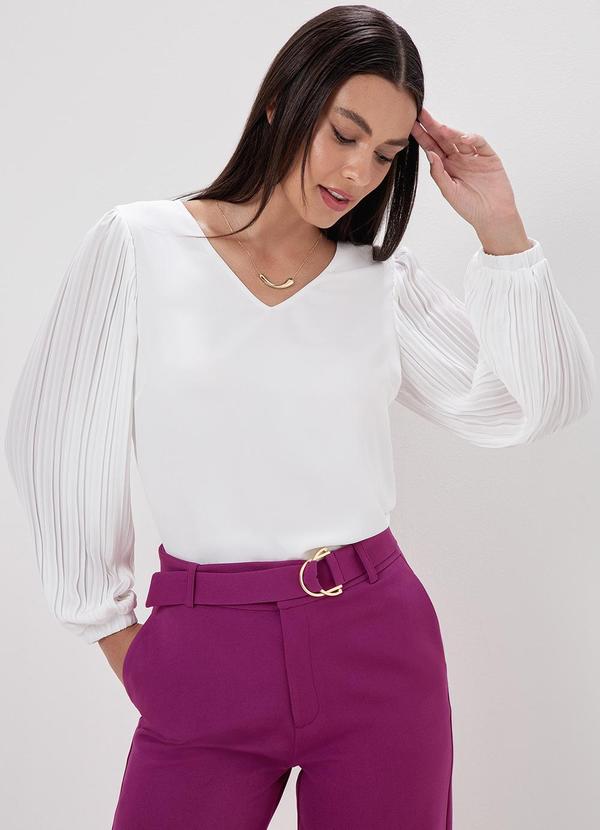 Principessa - Blusa Manga Longa em Crepe Raniele Bege