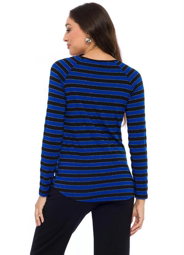 Doce Trama - Blusa Manga Longa em Malha Azul 2