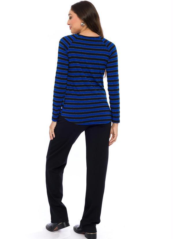 Doce Trama - Blusa Manga Longa em Malha Azul 4