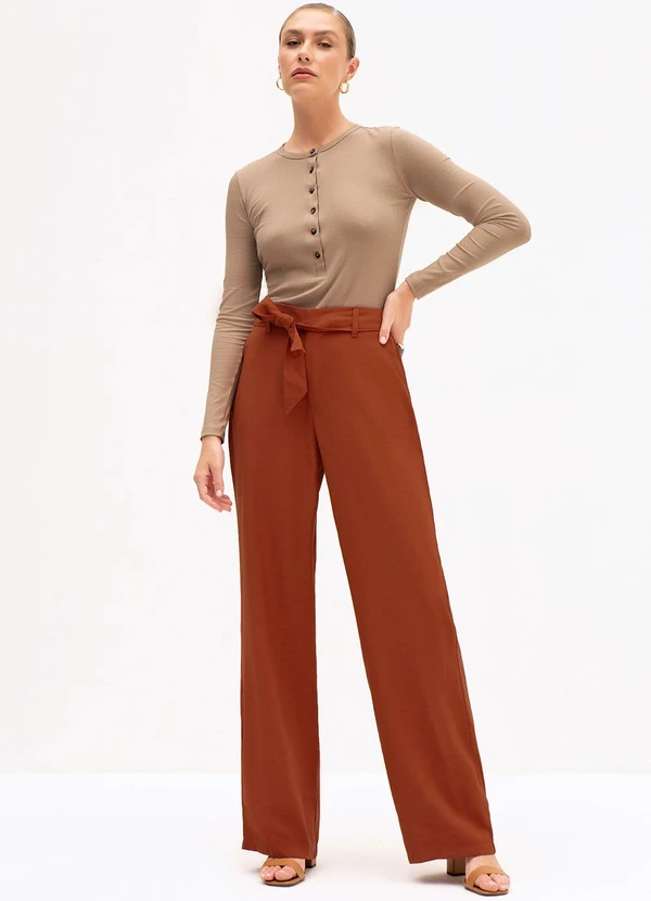 Principessa - Blusa Manga Longa em Malha Canelada Bege Fantine 3