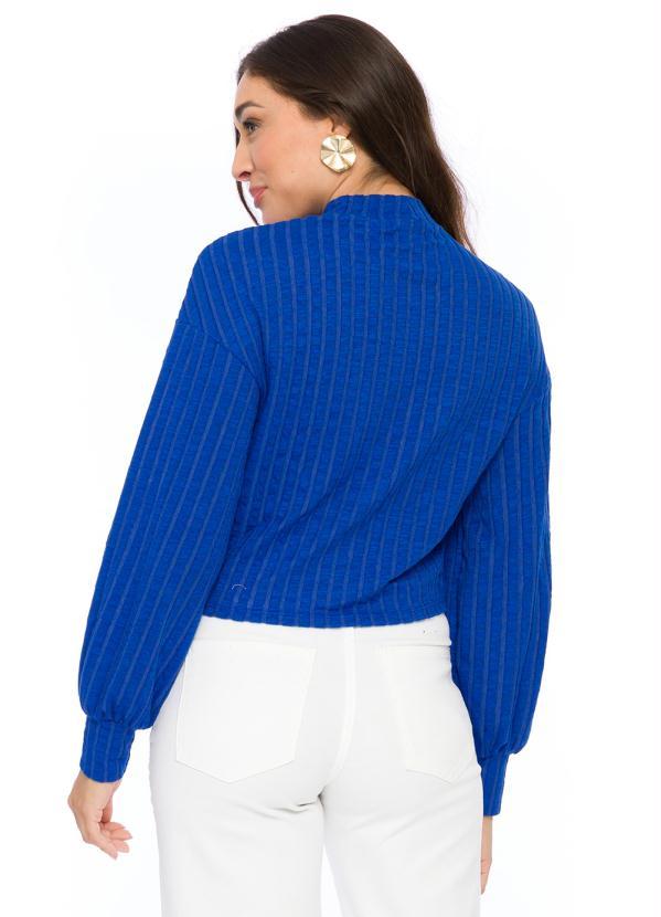 Doce Trama - Blusa Manga Longa em Malha Tricot Azul 2