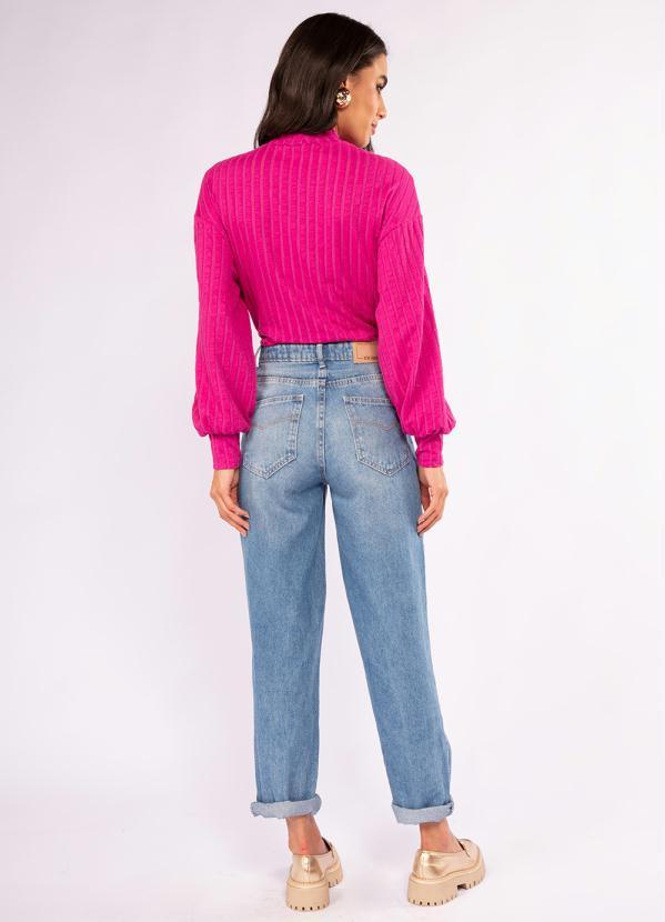 Doce Trama - Blusa Manga Longa em Malha Tricot Rosa 4
