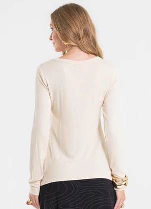 Rovitex - Blusa Manga Longa em Molecotton Bege - ROVITEX