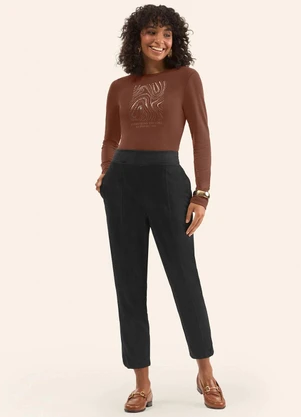Rovitex - Blusa Manga Longa em Molecotton Marrom - ROVITEX