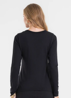 Rovitex - Blusa Manga Longa em Molecotton Preto - ROVITEX