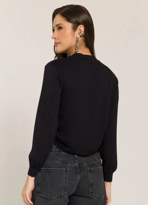 Sofie - Blusa Manga Longa em Moletinho Preto - SOFIE