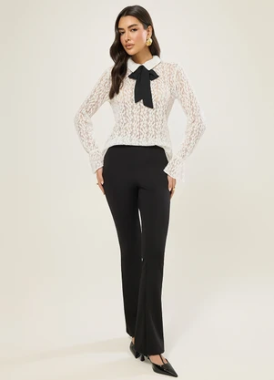 Naguchi - Blusa Manga Longa em Renda Off White - NAGUCHI