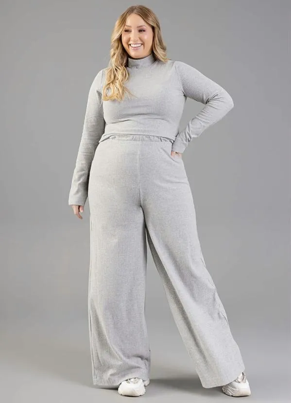 Just Basic - Blusa Manga Longa em Ribana Cinza 3