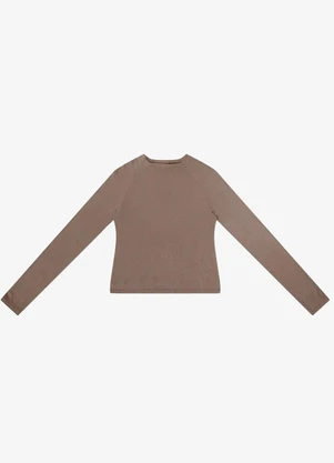 Rovitex - Blusa Manga Longa em Ribana Marrom - ROVITEX