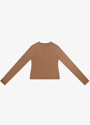 Rovitex - Blusa Manga Longa em Ribana Marrom - ROVITEX