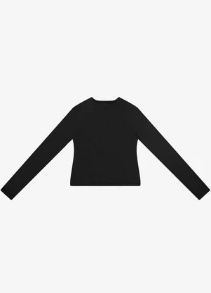 Rovitex - Blusa Manga Longa em Ribana Preto - ROVITEX