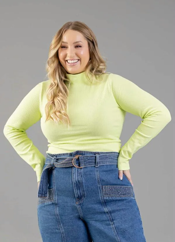 Just Basic - Blusa Manga Longa em Ribana Verde