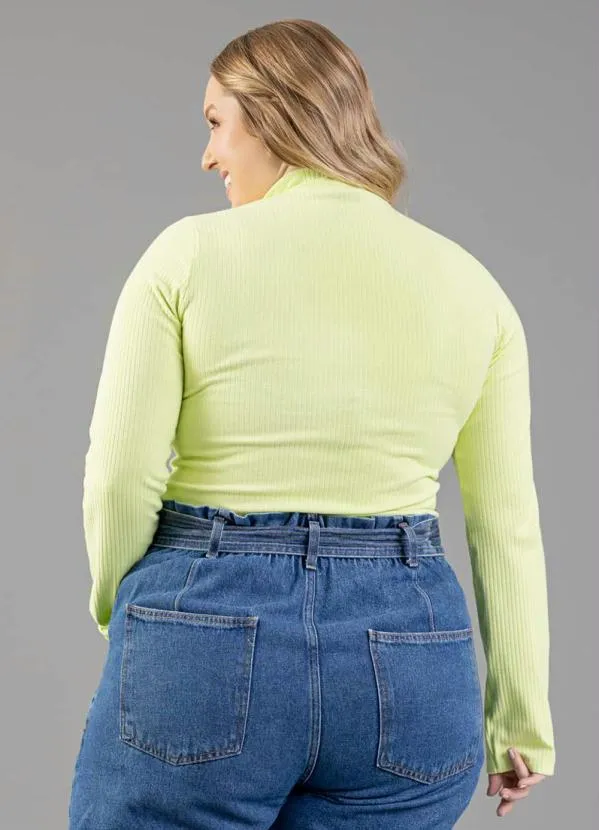 Just Basic - Blusa Manga Longa em Ribana Verde 2