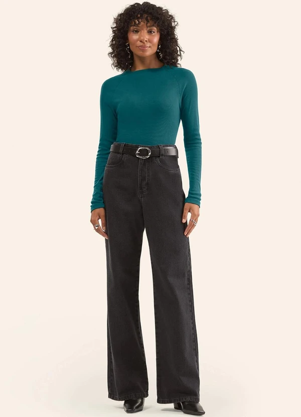 Rovitex - Blusa Manga Longa em Ribana Verde 2