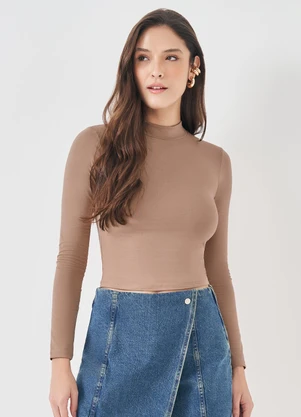 Sofie - Blusa Manga Longa em Tricota Lurex Marrom - SOFIE