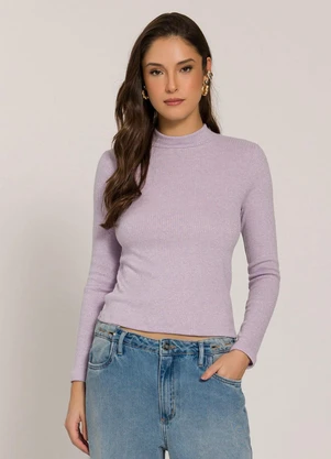 Sofie - Blusa Manga Longa em Tricota Lurex Roxo - SOFIE
