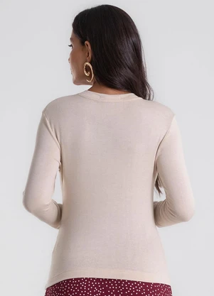 Endless - Blusa Manga Longa em Visco Tricot Bege - ENDLESS