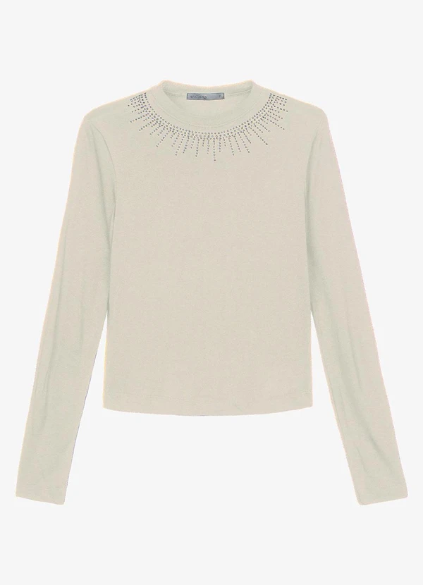 Endless - Blusa Manga Longa em Visco Tricot Bege 5