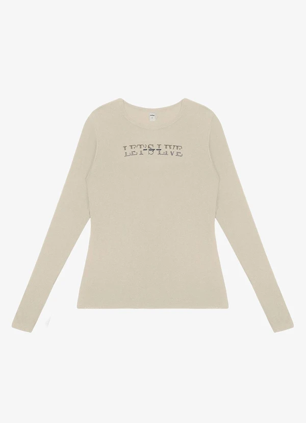 Rovitex - Blusa Manga Longa em Visco Tricot Bege