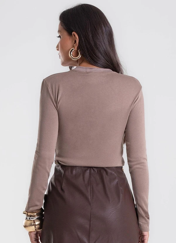 Endless - Blusa Manga Longa em Visco Tricot Marrom 2