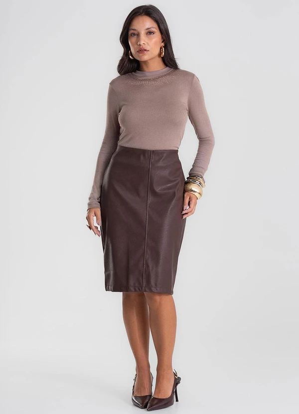 Endless - Blusa Manga Longa em Visco Tricot Marrom 3