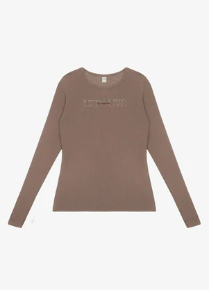 Rovitex - Blusa Manga Longa em Visco Tricot Marrom - ROVITEX