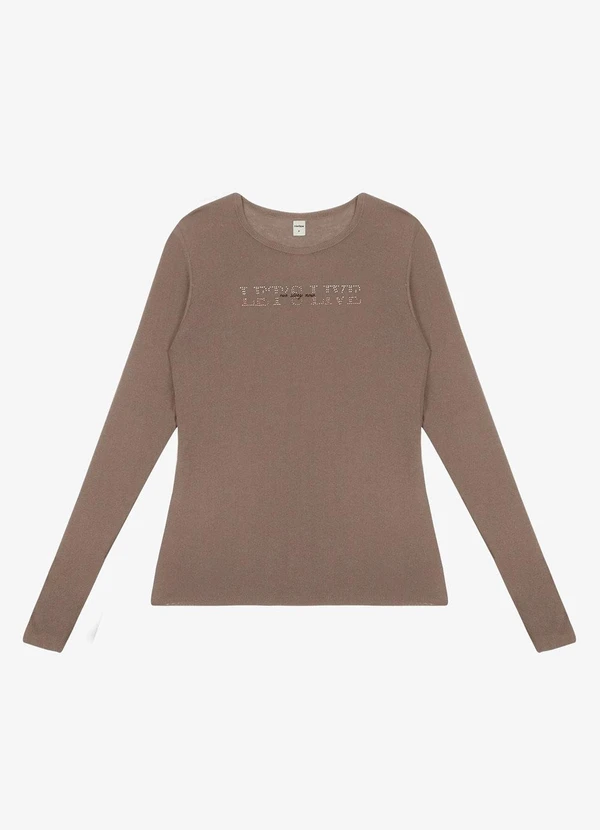 Rovitex - Blusa Manga Longa em Visco Tricot Marrom